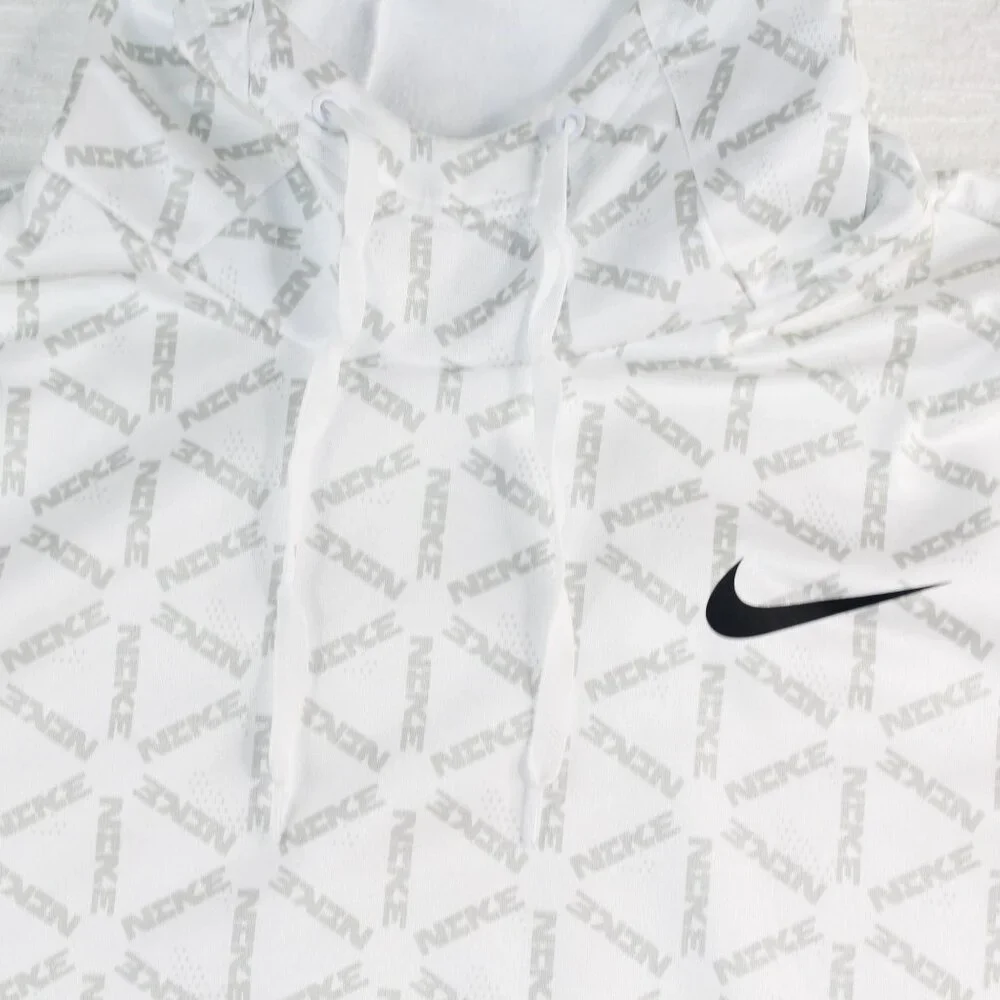 Nike Therma Fit 3XL All Over Print White Gray Hoodie Nike Spell Out Streetwear - Picture 7 of 16